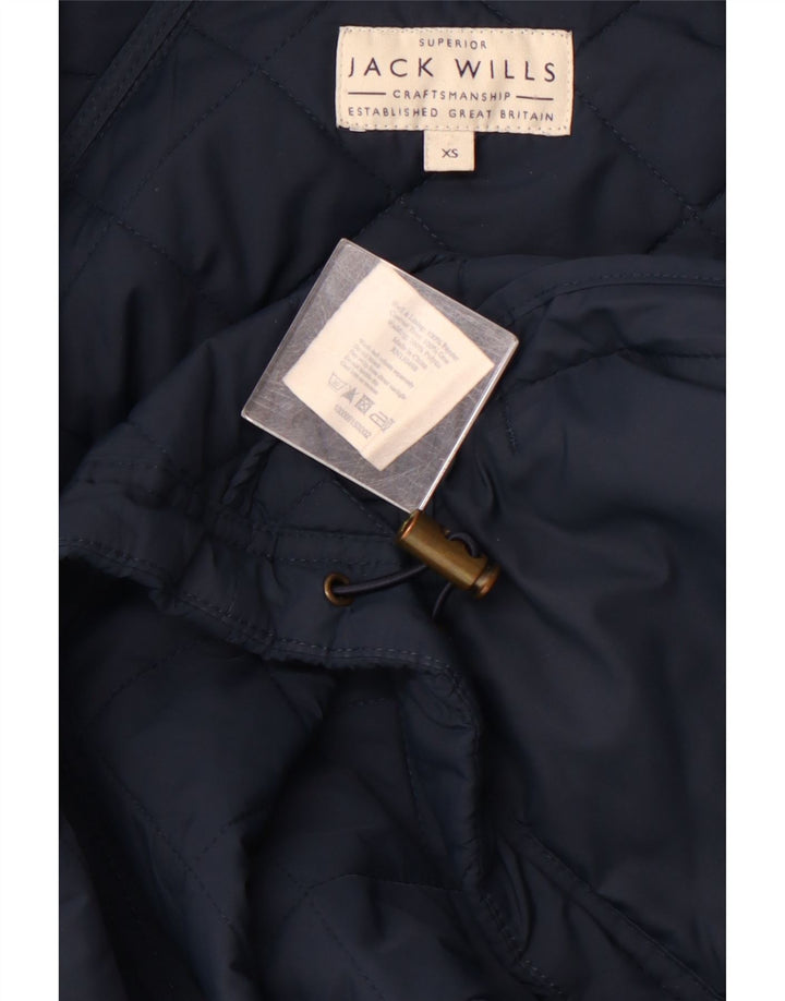 JACK WILLS Herre hættejakke quiltet UK 34 XS Navy Blue Polyester