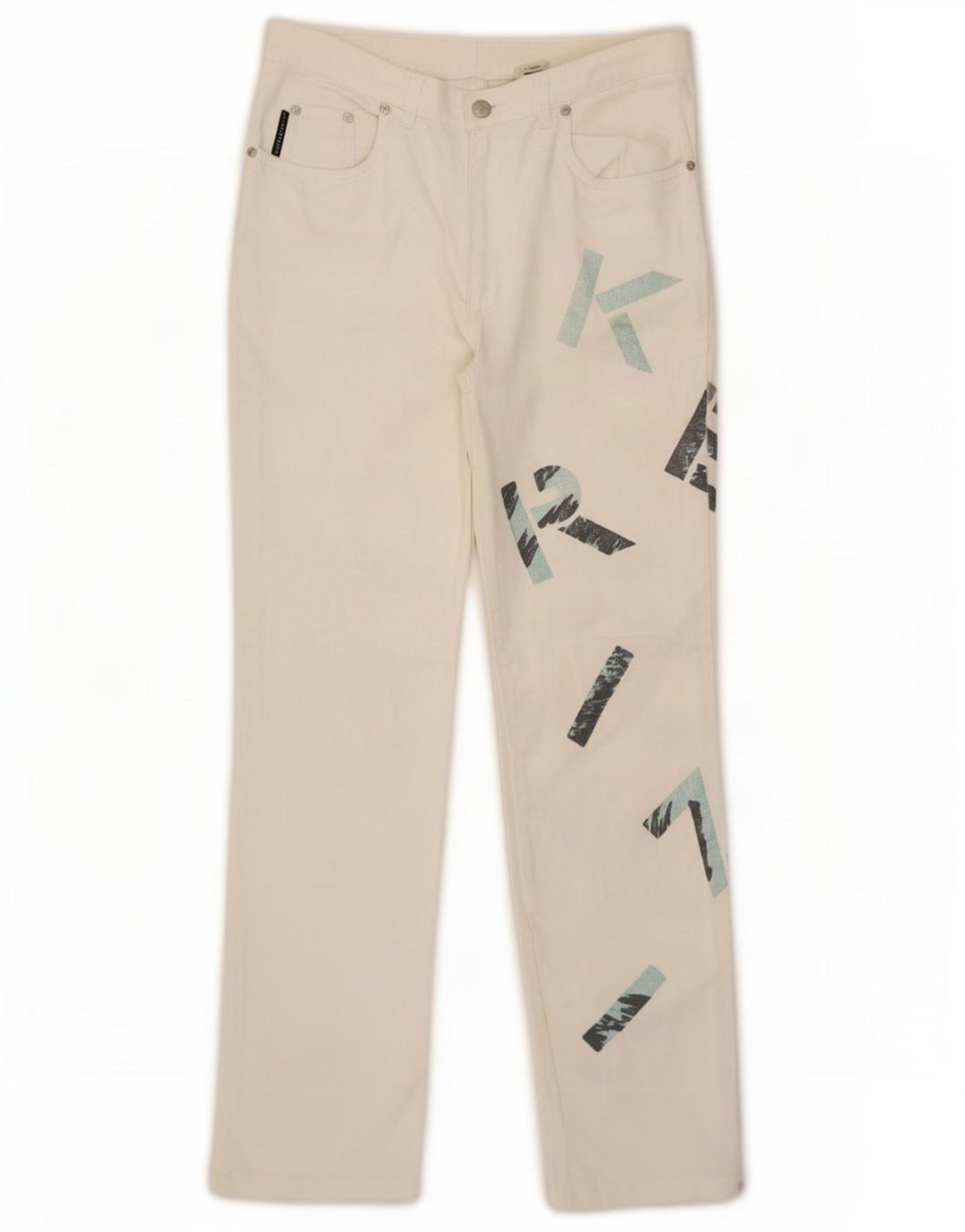 Krizia Graphic Straight Jeans til kvinder W30 L29 Hvid