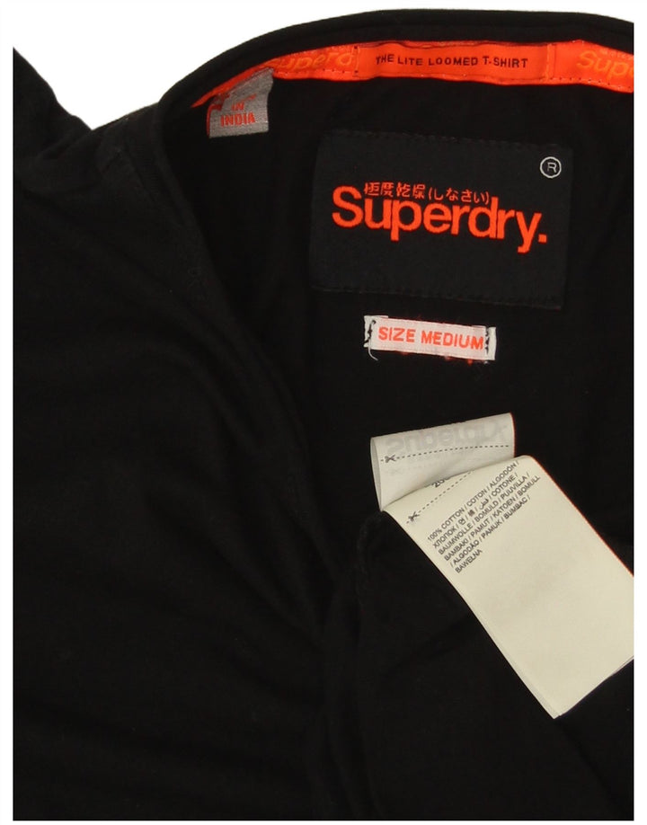 SUPERDRY Herre T-Shirt Top Medium Sort Bomuld