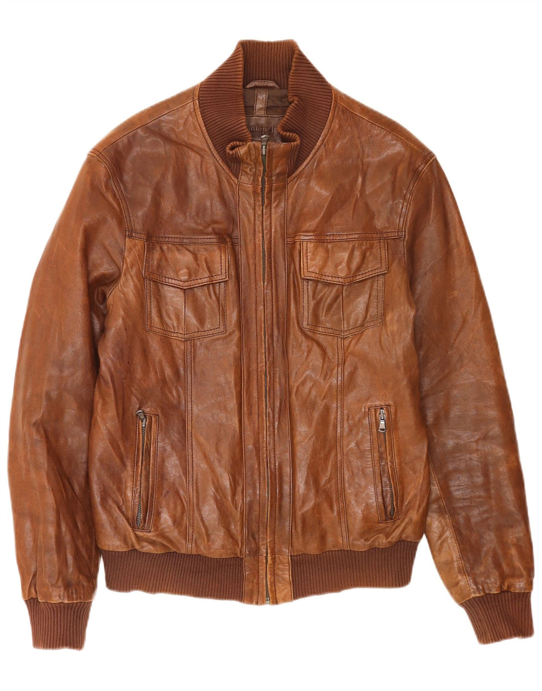 Conbipel Herre Læder Bomber Jacket IT 46 Lille Brun