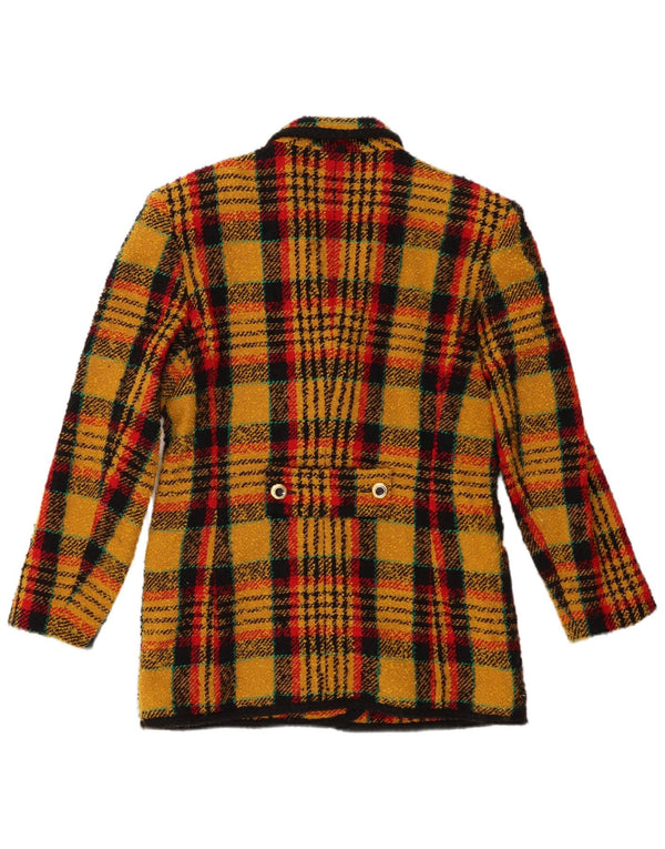 Vintage Dame Dobbeltradet Blazer Jacket UK 10 Small Yellow Check