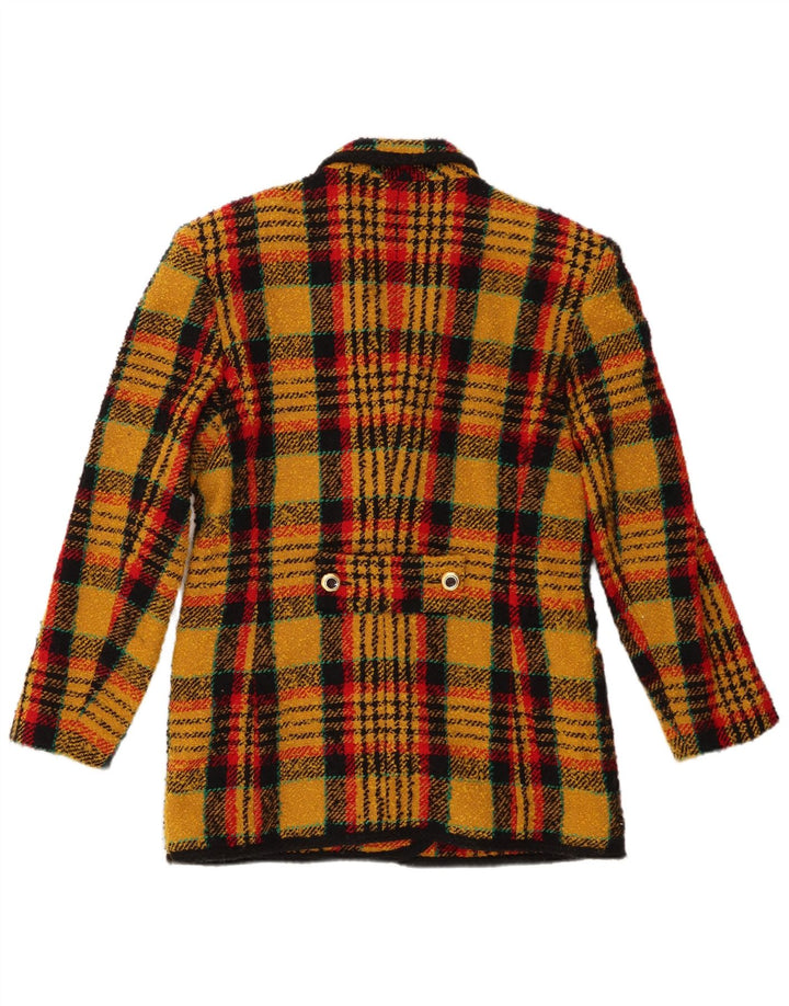 Vintage Dame Dobbeltradet Blazer Jacket UK 10 Small Yellow Check