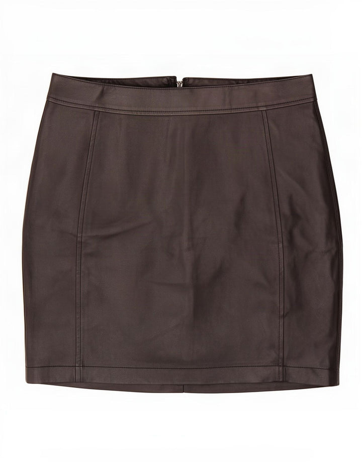 Lipsy Dame imiteret læder Mini-nederdel UK 12 Medium W30 Sort Polyester