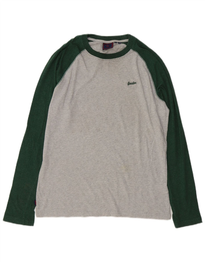 SUPERDRY Herre Top Langærmet Medium Grey Colourblock Bomuld
