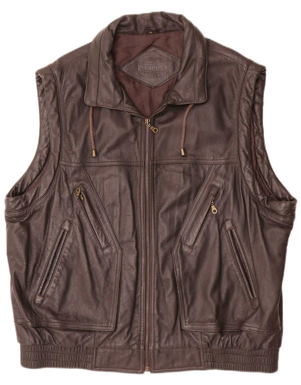 Prince Herre Læder Gilet IT 58 4XL Brun