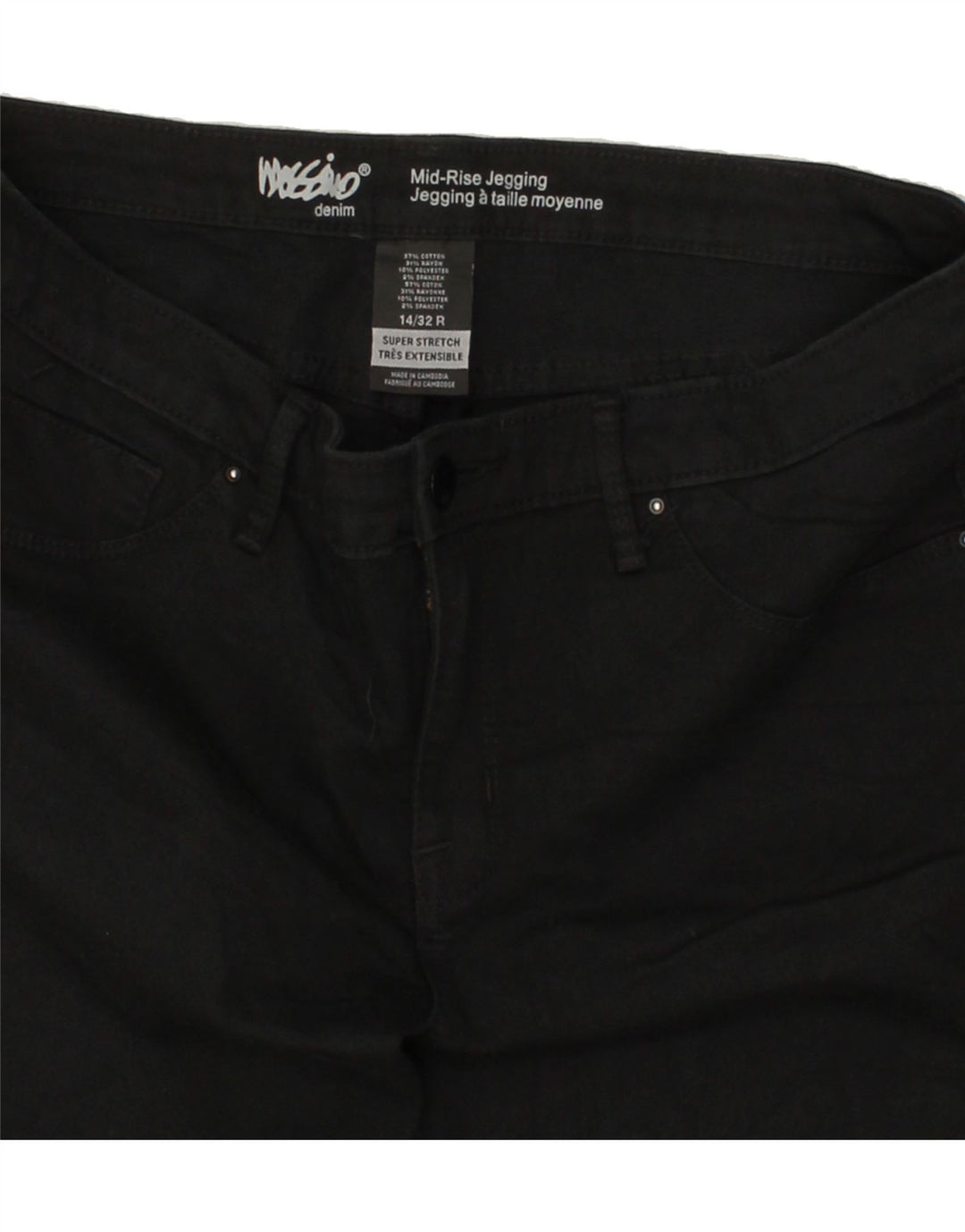 MOSSIMO Womens Stretch Mid Rise Jegging Jeans UK 14 Large W32 L29 Black Vintage Mossimo and Second-Hand Mossimo from Messina Hembry 