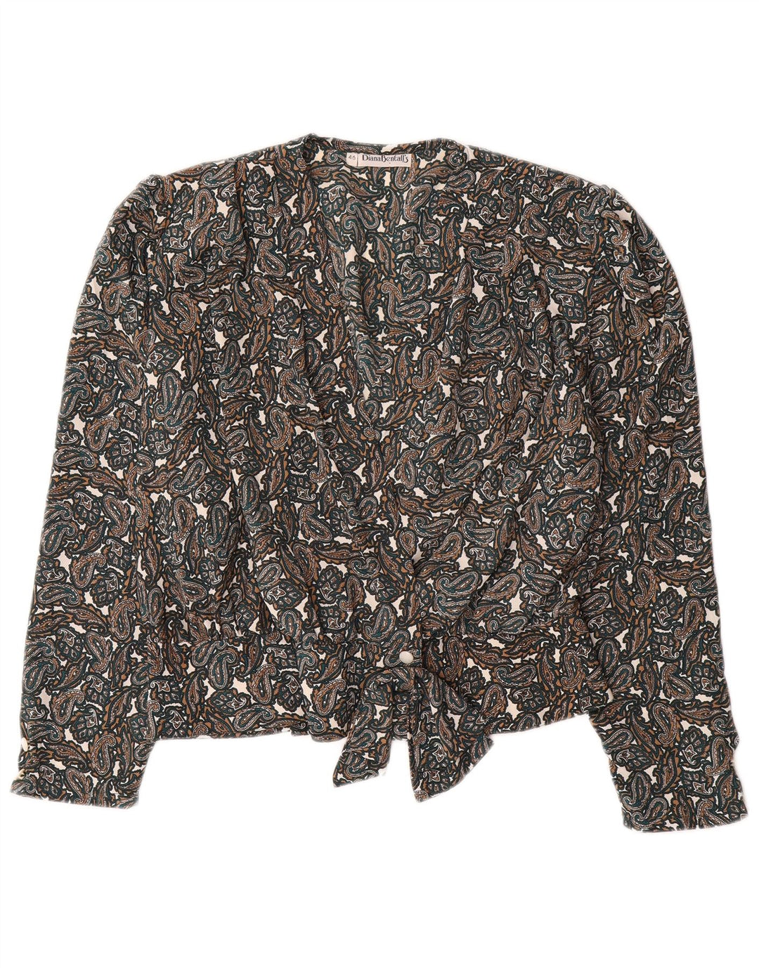 DIANA BENTALLS Dameskjorte Bluse IT 46 Stor Brun Paisley Polyester