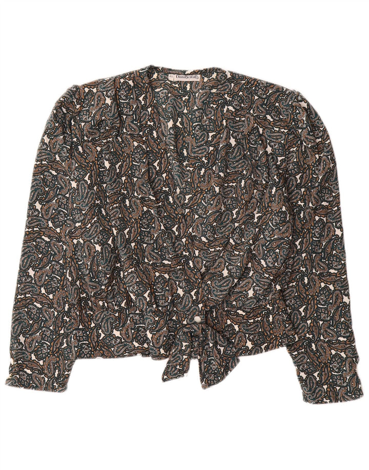 DIANA BENTALLS Dameskjorte Bluse IT 46 Stor Brun Paisley Polyester