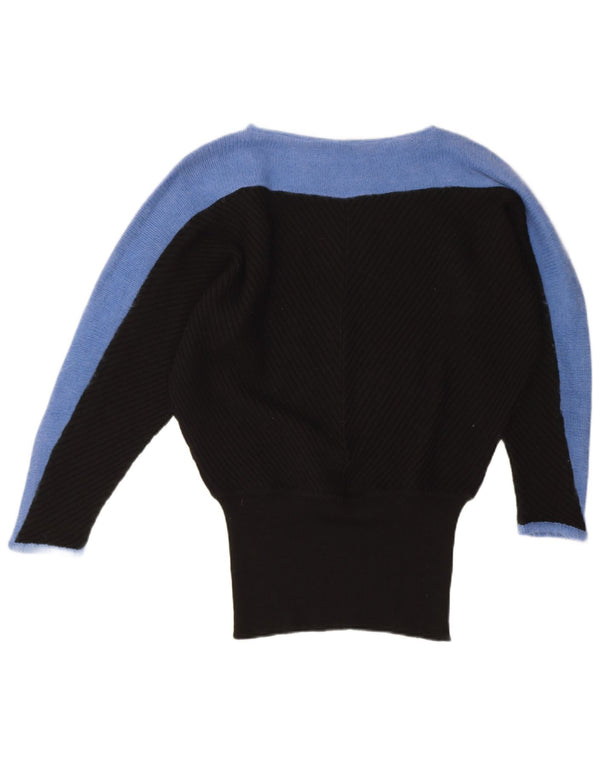 Vintage Dame Boat Neck Jumper Sweater UK 18 XL Sort Colourblock