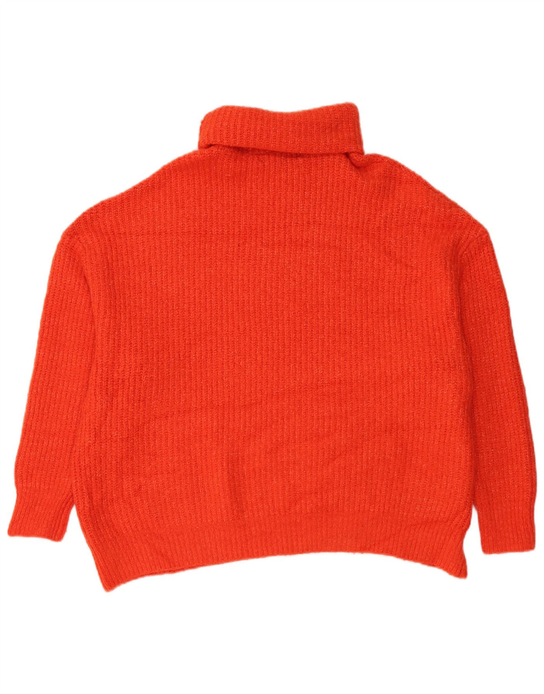 Zara Dame Oversized Roll Neck Jumper Sweater UK 16 Stor Orange Akryl