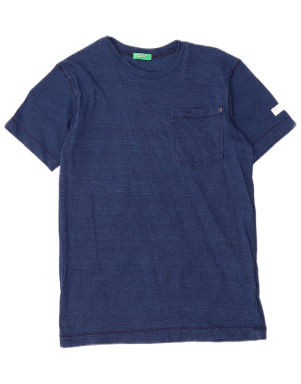 Benetton drenge T-shirt top 10-11 år XL marineblå nålestribet bomuld