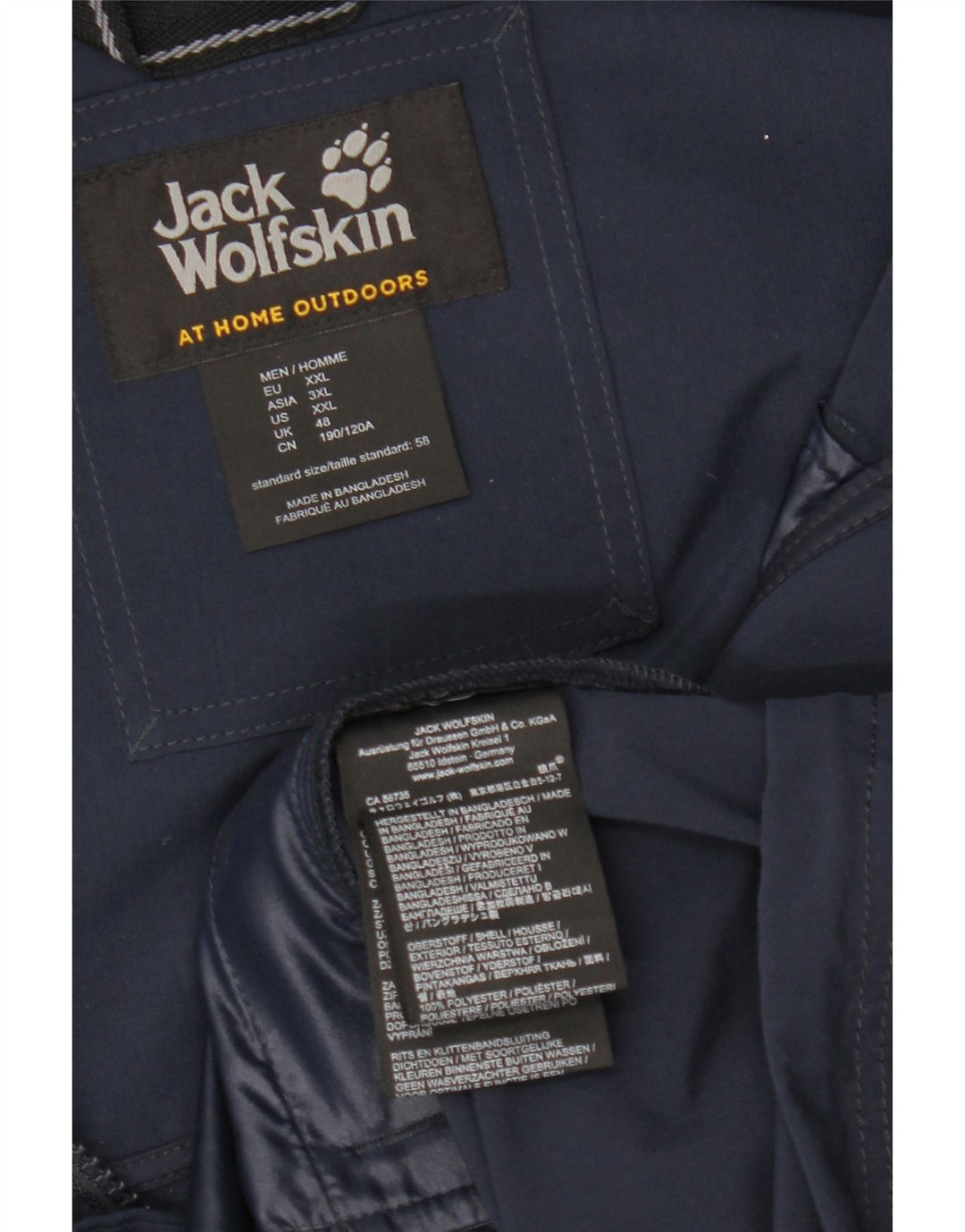 Jack Wolfskin Herre Hooded Windbreaker Jacket UK 48 2XL Navy Blue Polyester