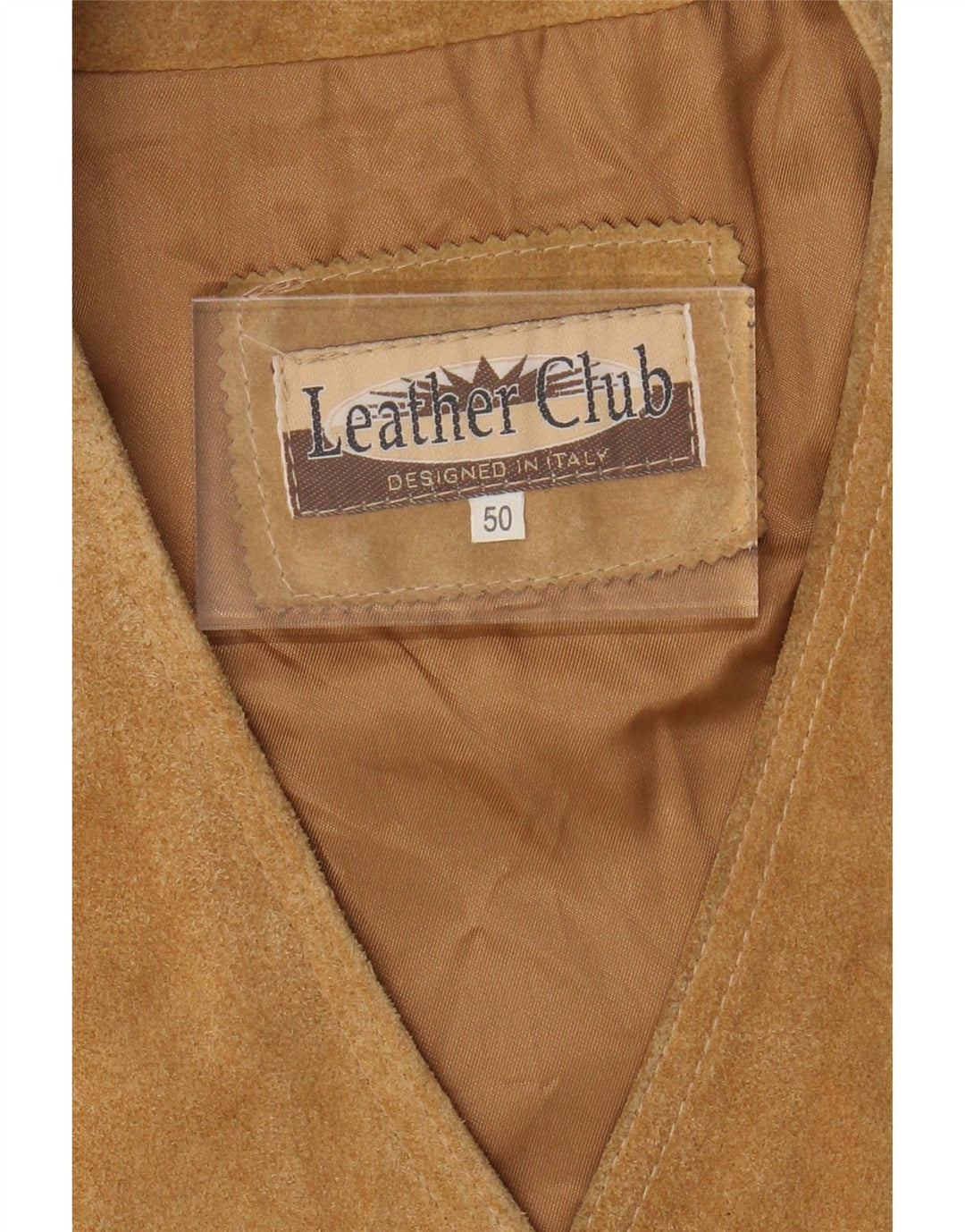 VINTAGE Herre ruskindsvest IT 50 Medium Beige Læder