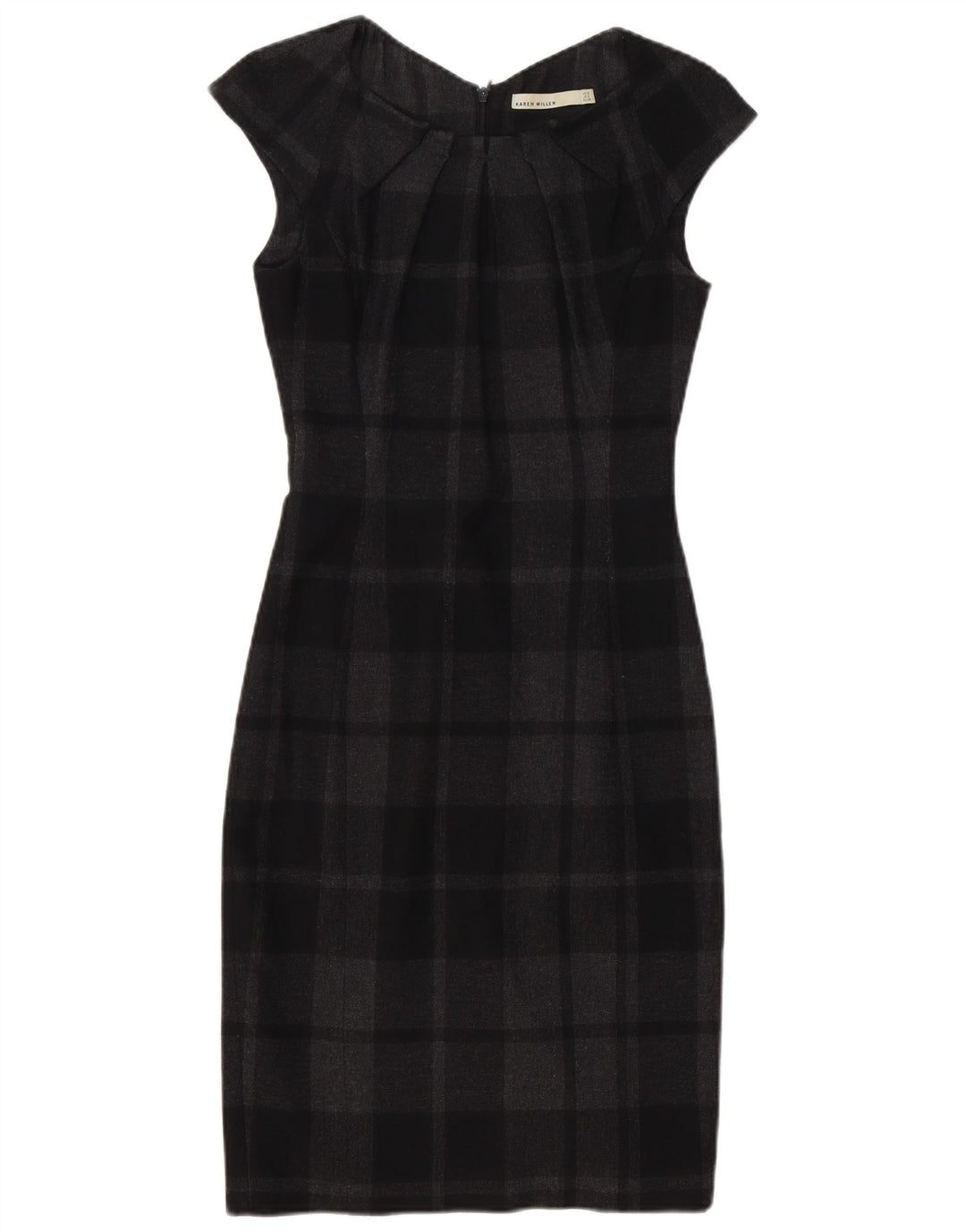 Karen Millen Dame Skede Kjole UK 8 Lille sort ternet polyester