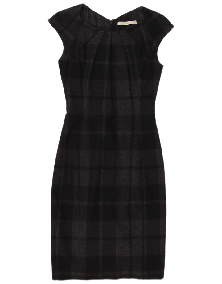 Karen Millen Dame Skede Kjole UK 8 Lille sort ternet polyester