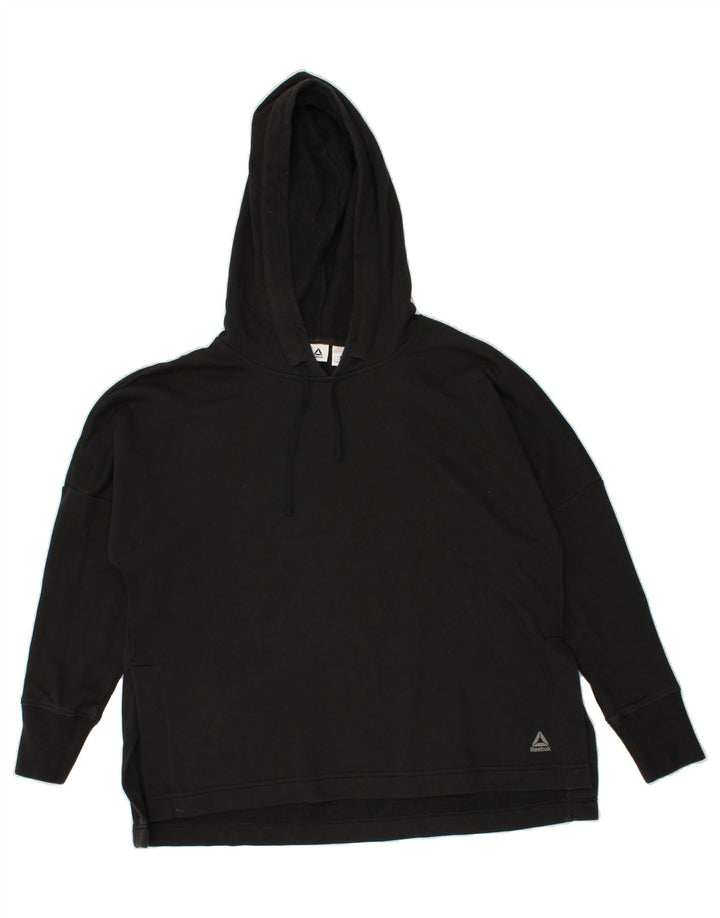REEBOK Womens Oversized Hoodie Jumper UK 10 Small Black Vintage Reebok and Second-Hand Reebok from Messina Hembry 