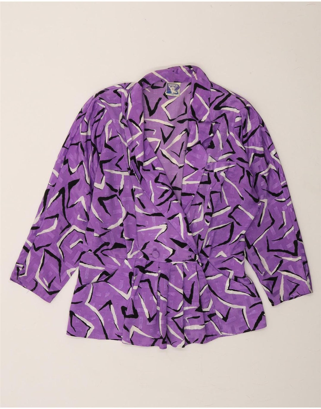 YESSICA Womens Abstract Pattern Shirt Blouse EU 38 Medium Purple Polyester Vintage Yessica and Second-Hand Yessica from Messina Hembry 