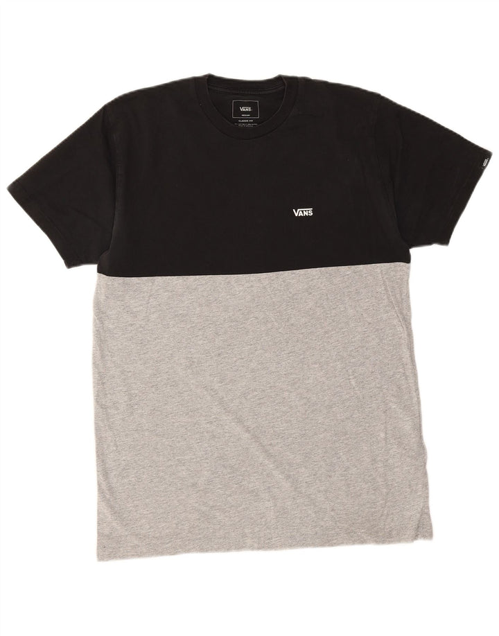 Vans Herre Classic Fit T-Shirt Top Medium Sort Colourblock Bomuld