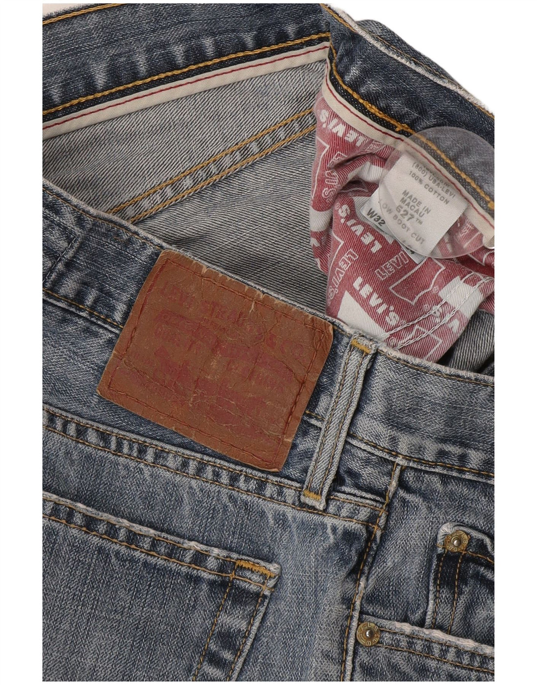 Levi's Dame 527 Bootcut Jeans med lav talje W32 L34 Blå Bomuld