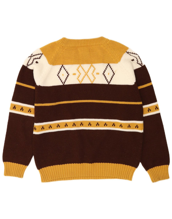 Dino Disardi Womens Boat Neck Jumper Sweater UK 16 Large Brown Striped