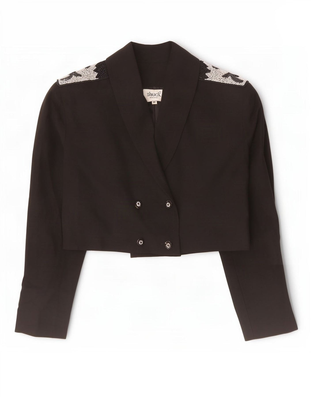Vintage Dame Dobbeltradet Blazer Jacket UK 14 Medium Sort Uld