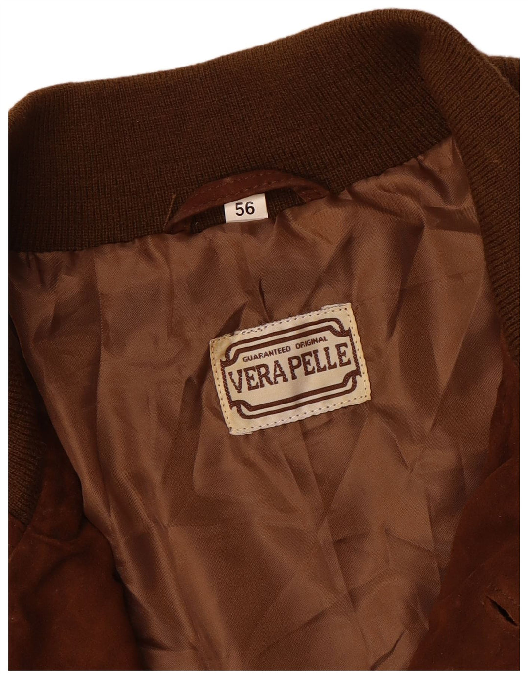 Vintage herre ruskind bomberjakke IT 56 3XL brunt læder