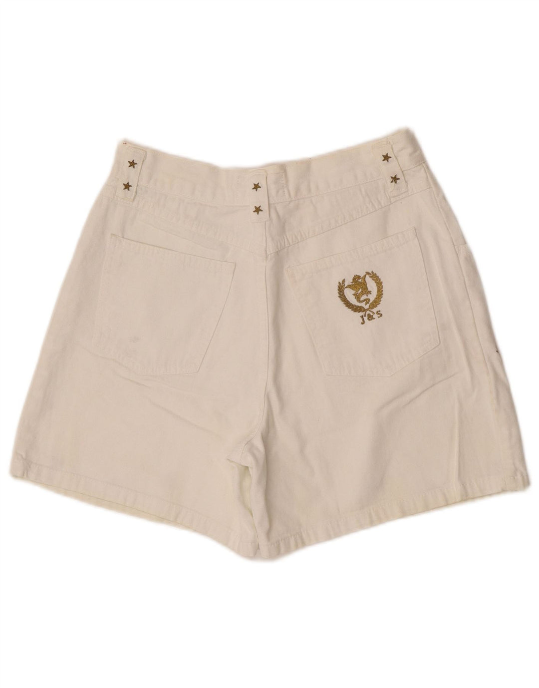 Vintage denimshorts til kvinder IT 42 Medium W30 Hvid geometrisk bomuld
