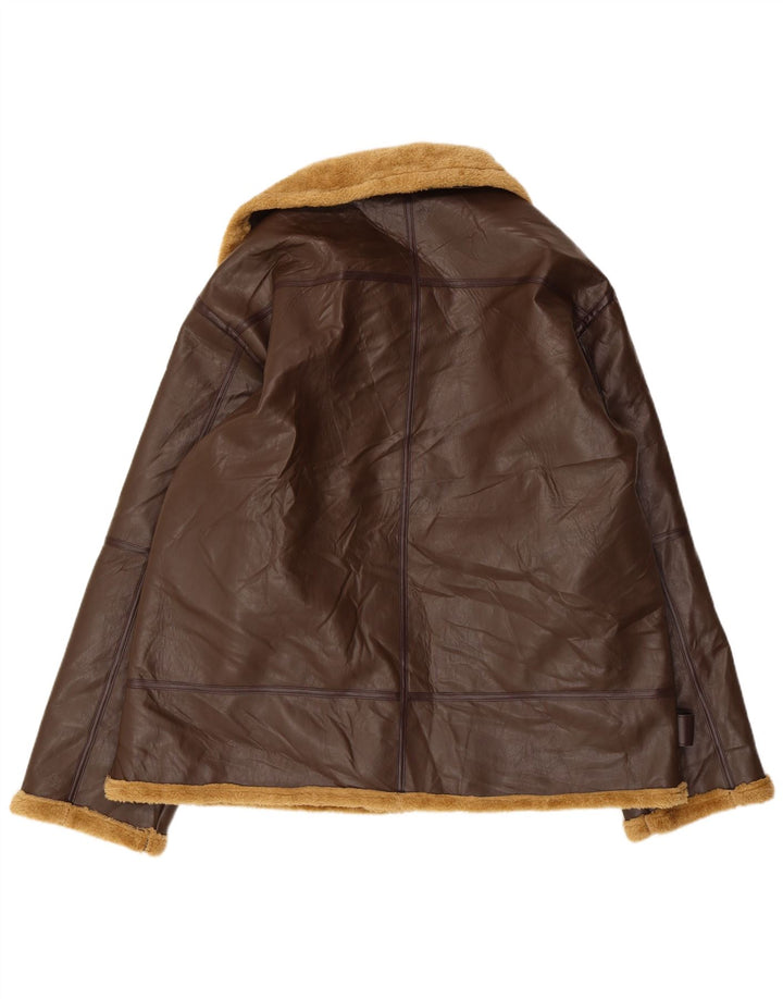 Vintage Herre Sherpa Læderjakke UK 42 XL Brun