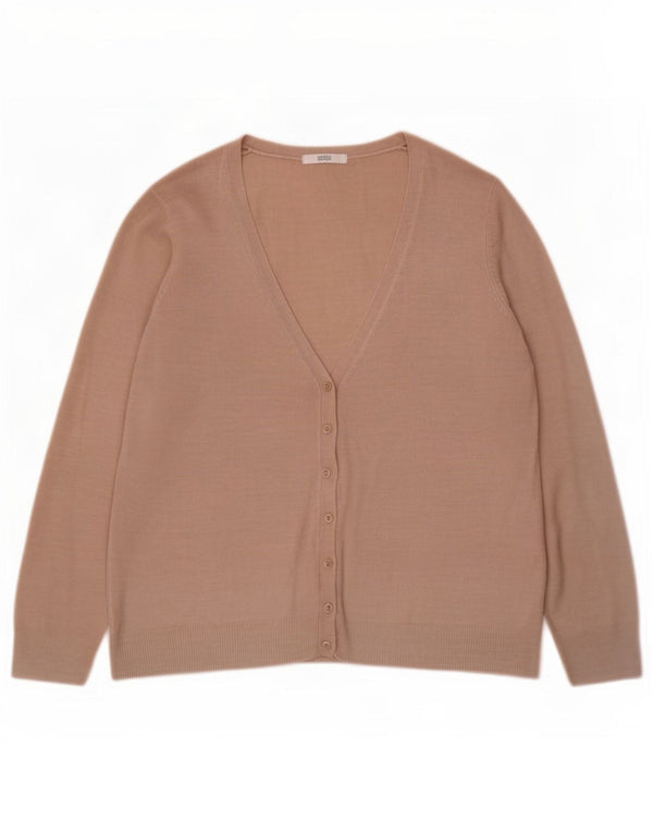 Marks & Spencer Dame Cardigan Sweater UK 16 Stor Beige Akryl
