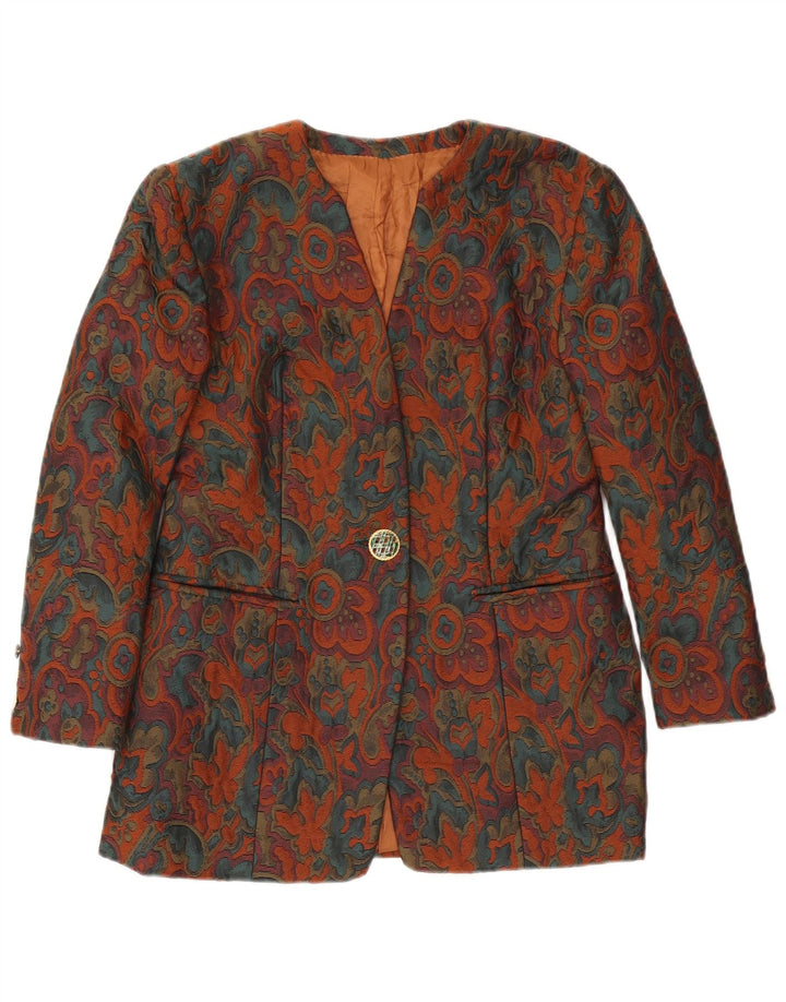 Vintage Dame 1 Knap Blazer Jacket UK 10 Small Multicolored Floral