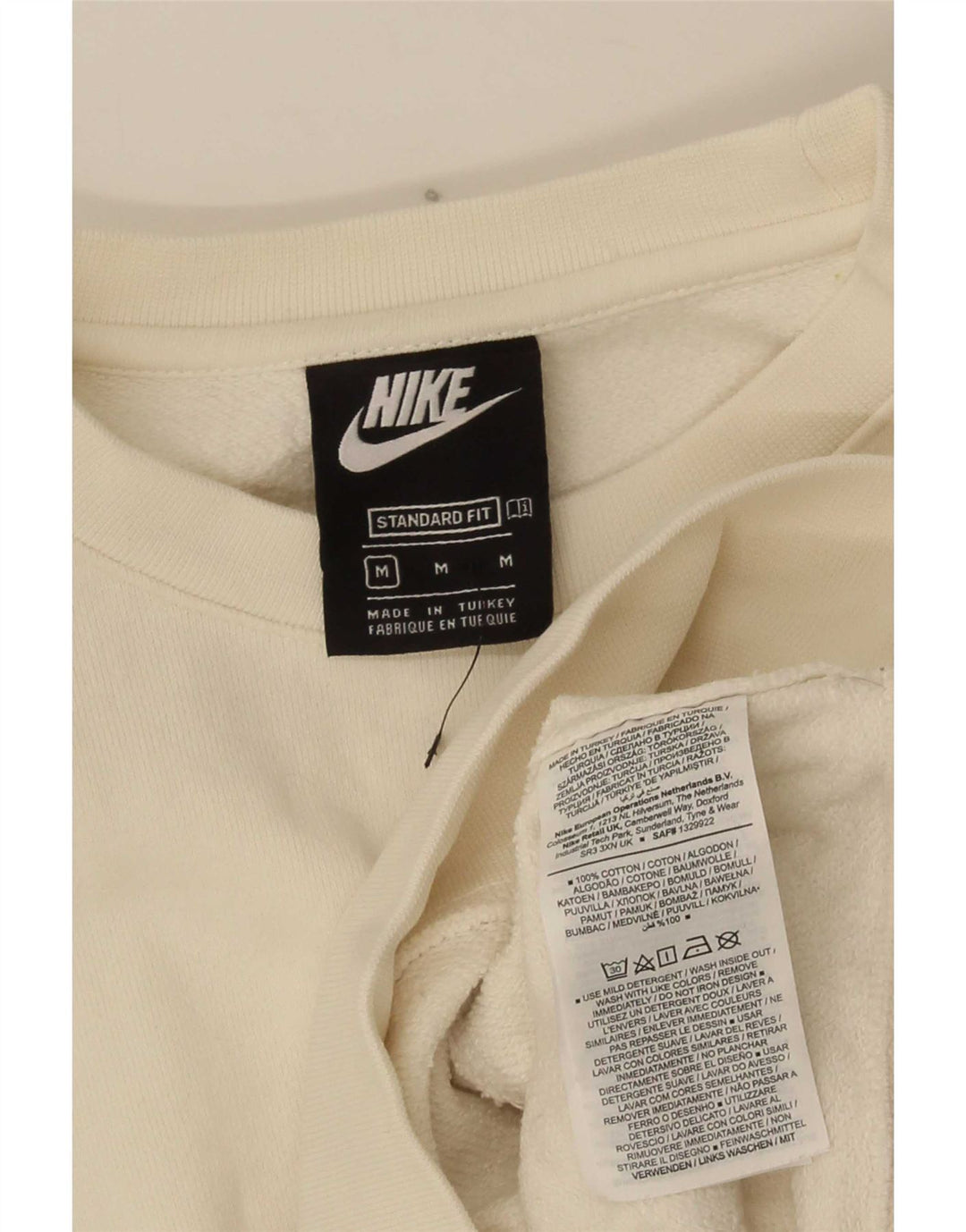 Nike Herre Grafisk Standard Fit Sweatshirt Jumper Medium Hvid Bomuld