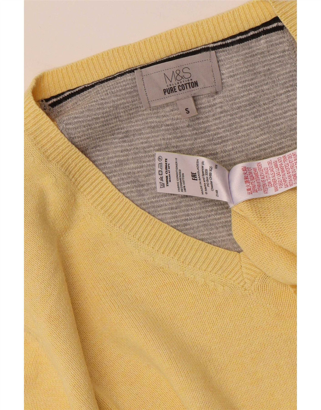 Marks & Spencer Herre V-hals sweater lille gul bomuld