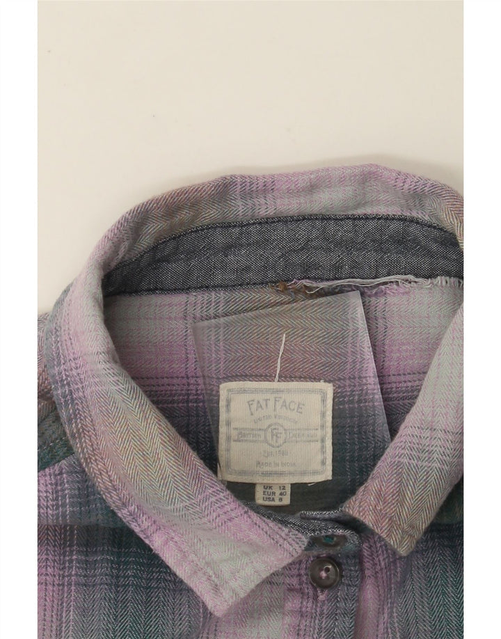FAT FACE Dame Flanelskjorte UK 12 Medium Lilla Ternet Bomuld