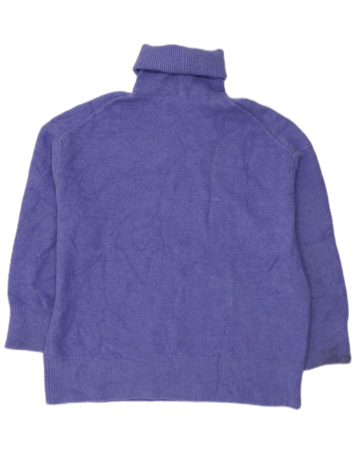 Zara Dame Oversized Roll Neck Jumper Sweater UK 14 Medium Blue Acryl