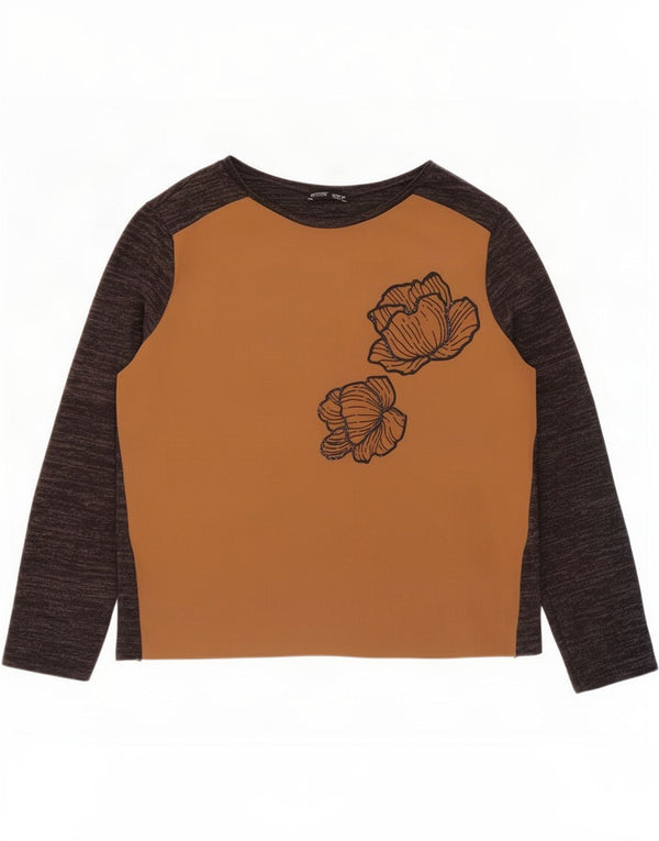Zara Dame Top Langærmet UK 16 Large Brown Floral