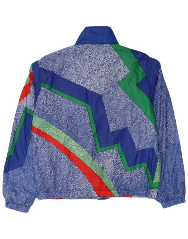 Vintage Mens Tracksuit Top Jacket XL Blue Geometric Polyester