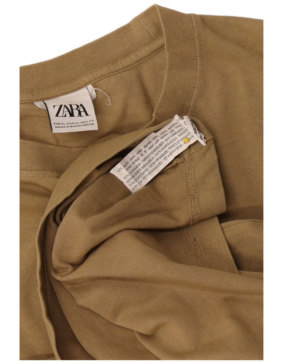Zara Herre Top Langærmet XL Beige Bomuld