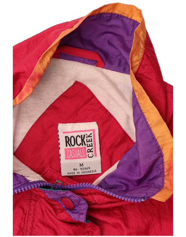 ROCK CREEK Womens Windbreaker Jacket UK 14 Medium Pink Colourblock 80s