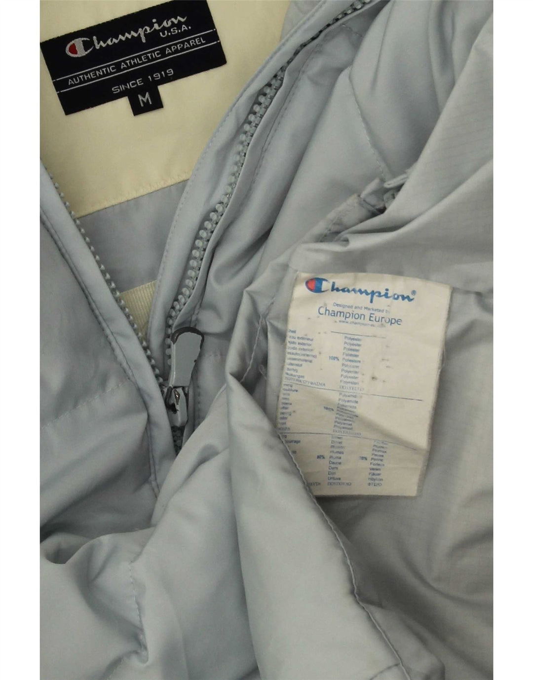 Champion Dame hættepolstret jakke UK 12 Medium Blue Polyester