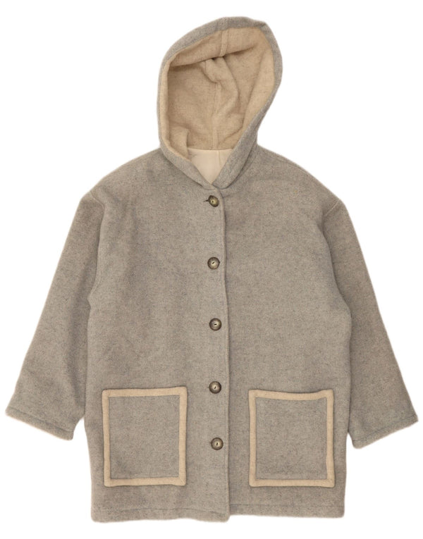 Vintage hættefrakke til kvinder UK 18 XL grå uld