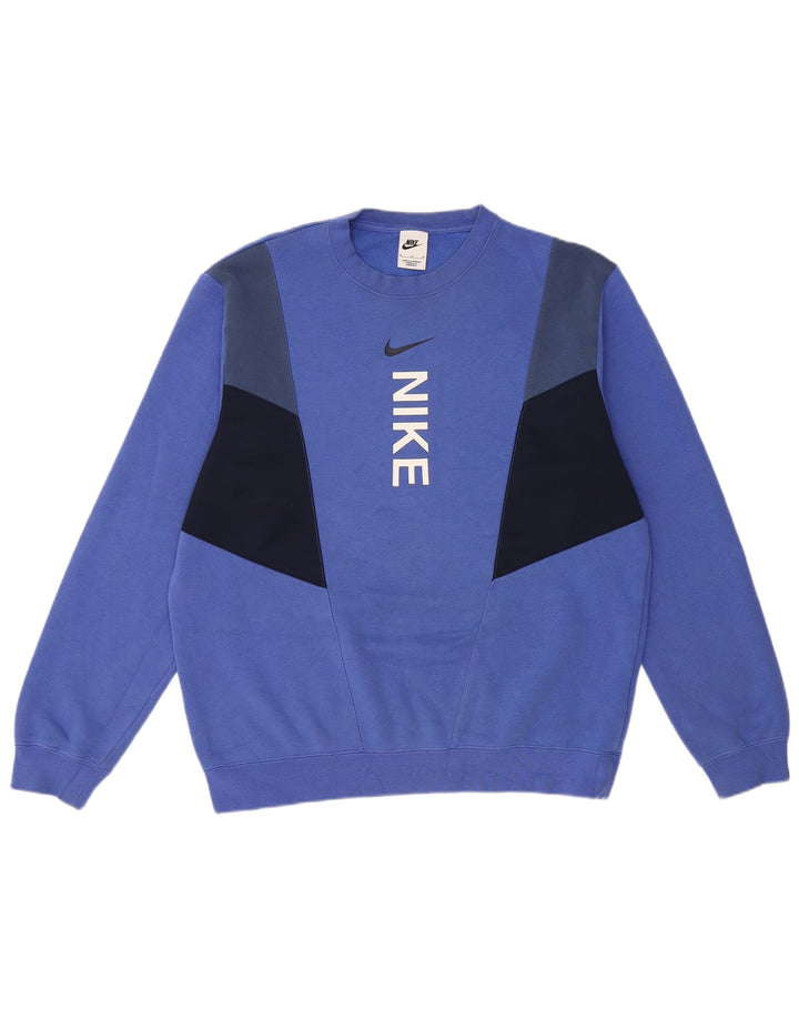 Nike Herre grafisk sweatshirt Jumper Medium Blue Colourblock Bomuld