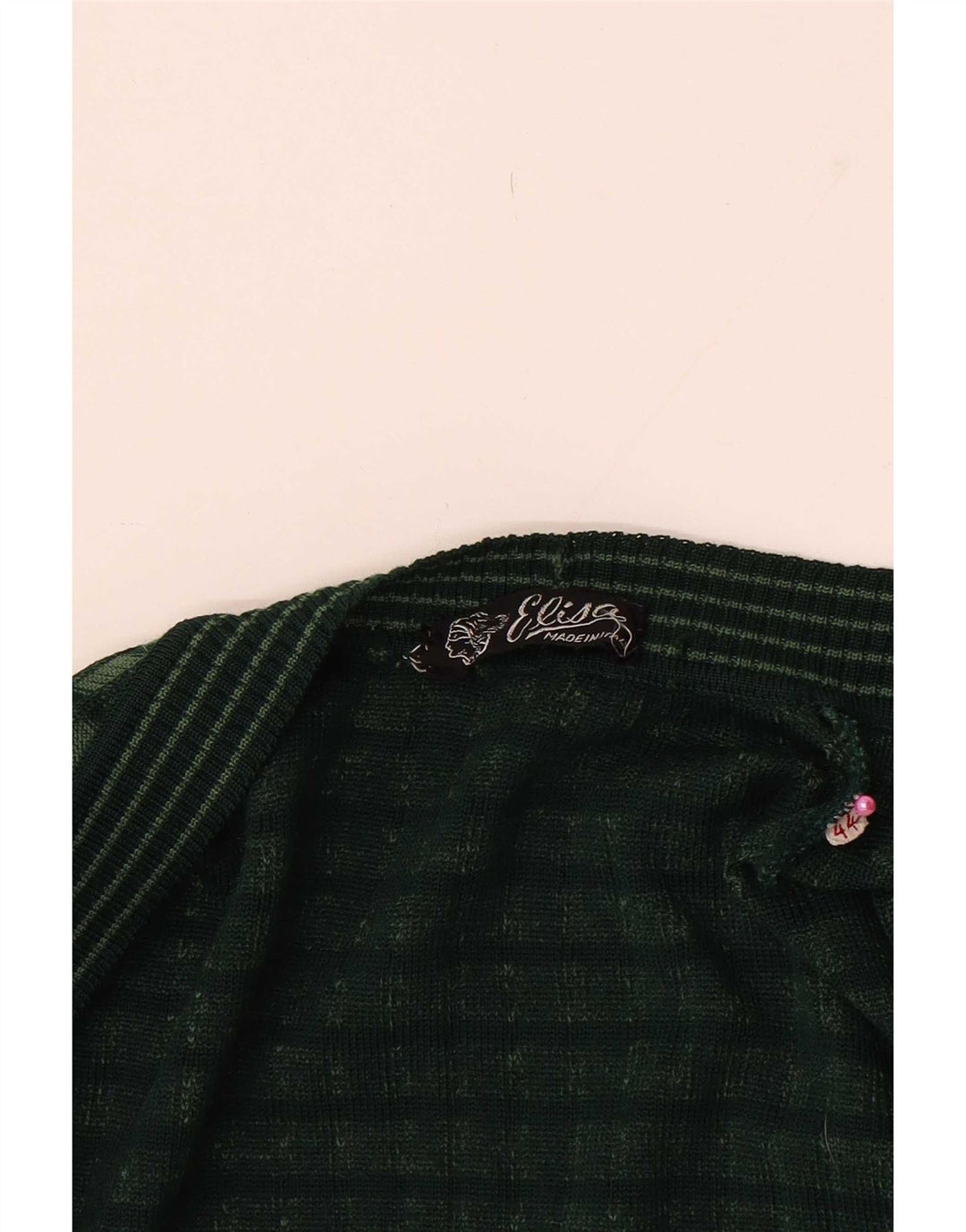 Vintage Dame Open Cardigan Sweater IT 44 Medium Green Check