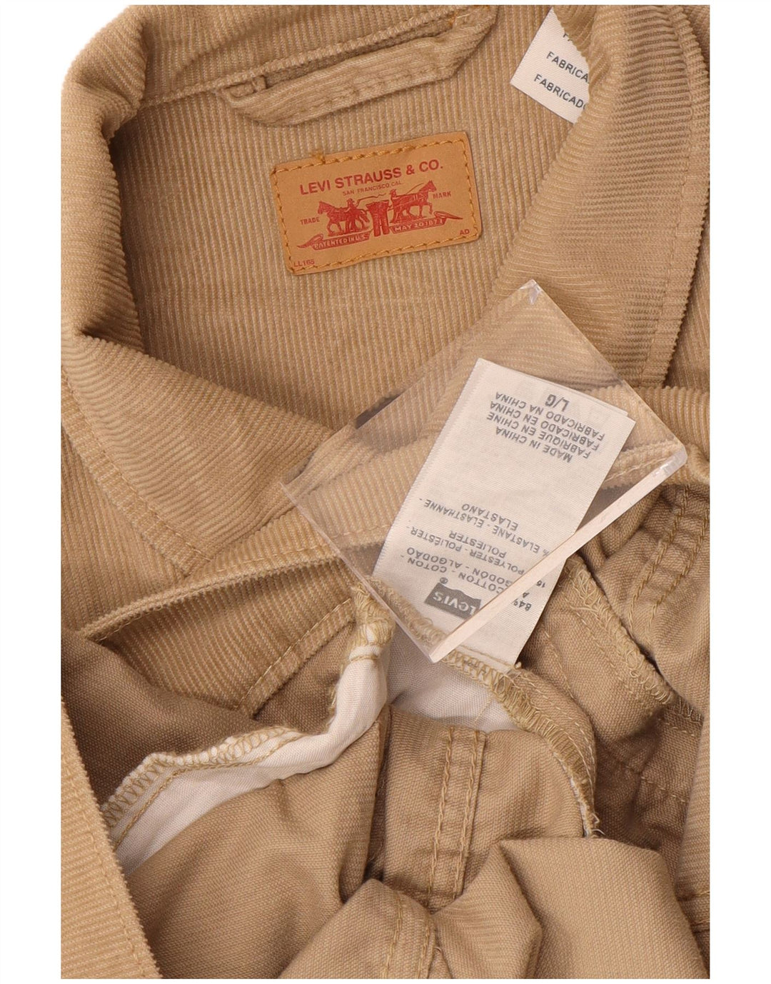 LEVI'S Damefløjlsjakke UK 16 Stor Beige Bomuld