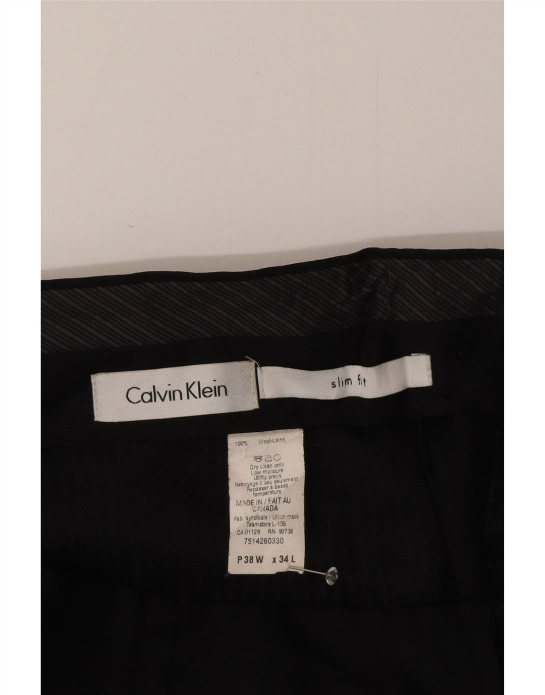 Calvin Klein Herre Slim Fit Suit Bukser W38 L34 Sort Uld