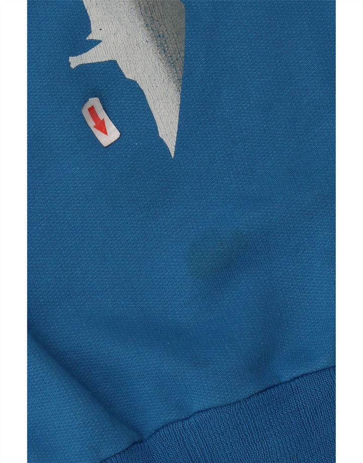 Vintage Herre Grafisk Sweatshirt Jumper Medium Blå Bomuld Retro