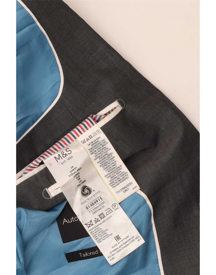 Marks & Spencer Herre lang 2-knaps blazerjakke UK 44 2XL Grå uld