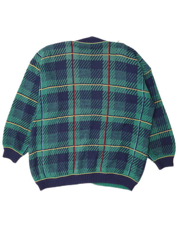 Vintage Womens Cardigan Sweater UK 18 XL Blue Check