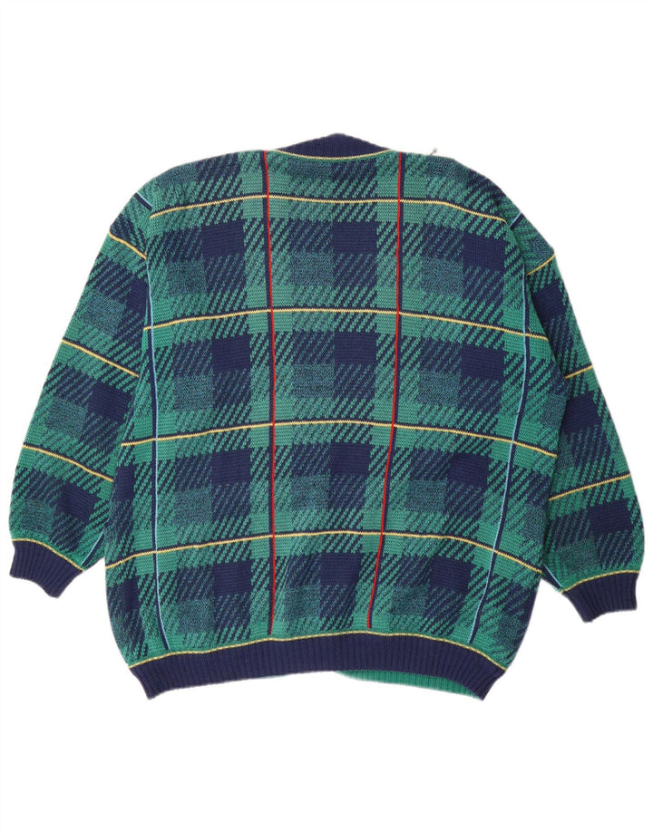 Vintage dame cardigan sweater UK 18 XL blå ternet