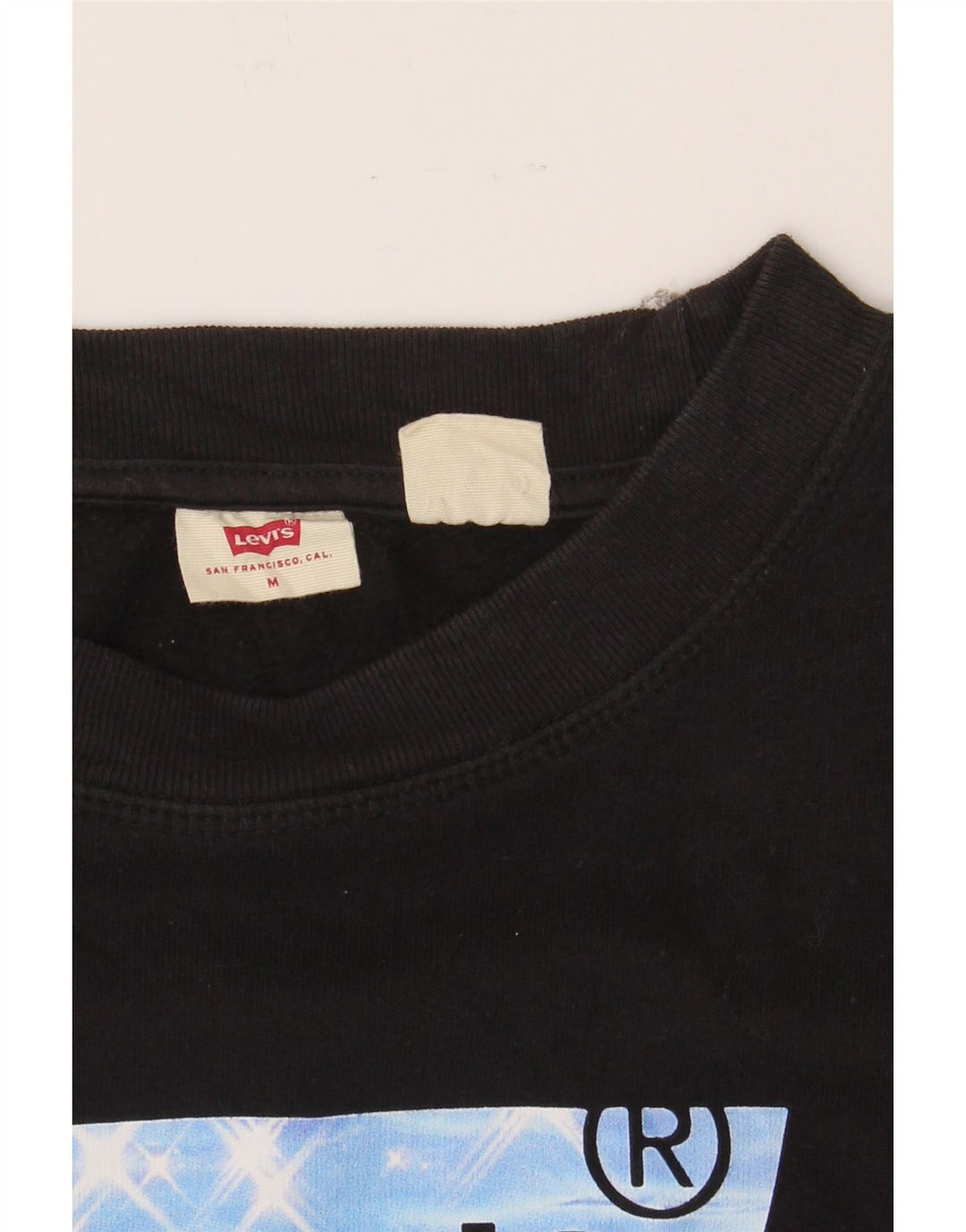 LEVI'S Womens Oversized Graphic Sweatshirt Jumper UK 14 Medium Black Vintage Levi's and Second-Hand Levi's from Messina Hembry 