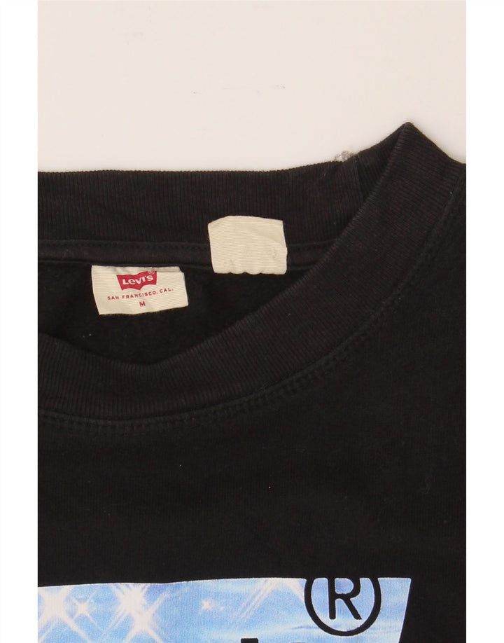 LEVI'S Womens Oversized Graphic Sweatshirt Jumper UK 14 Medium Black Vintage Levi's and Second-Hand Levi's from Messina Hembry 